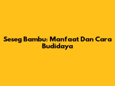 Seseg Bambu: Manfaat Dan Cara Budidaya