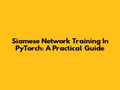 Siamese Network Training In PyTorch: A Practical Guide