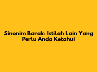 Sinonim Barak: Istilah Lain Yang Perlu Anda Ketahui