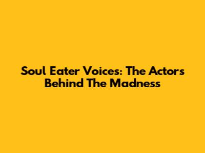Soul Eater Voices: The Actors Behind The Madness