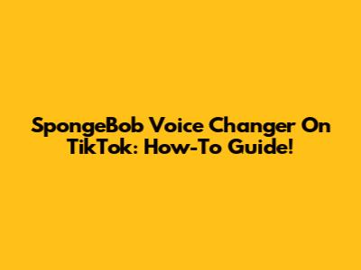 SpongeBob Voice Changer On TikTok: How-To Guide!