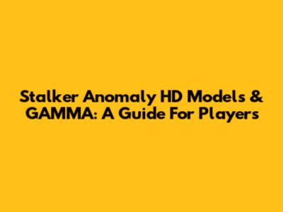 Stalker Anomaly HD Models & GAMMA: A Guide For Players