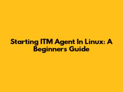 Starting ITM Agent In Linux: A Beginner's Guide