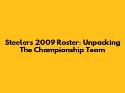 Steelers 2009 Roster: Unpacking The Championship Team