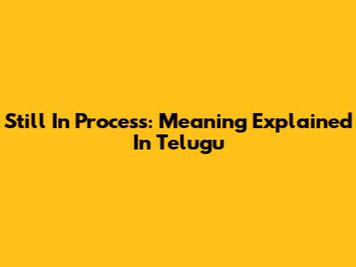 Still In Process: Meaning Explained In Telugu