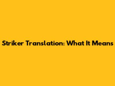Striker Translation: What It Means