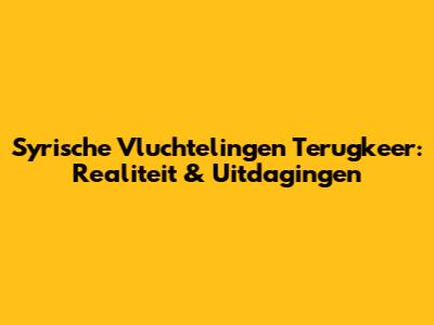 Syrische Vluchtelingen Terugkeer: Realiteit & Uitdagingen