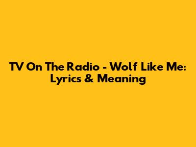 TV On The Radio - Wolf Like Me: Lyrics & Meaning