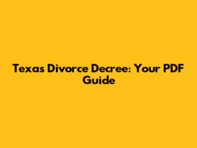Texas Divorce Decree: Your PDF Guide