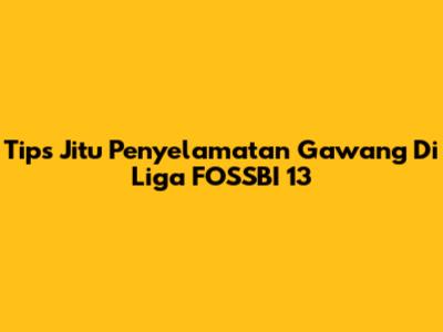 Tips Jitu Penyelamatan Gawang Di Liga FOSSBI 13