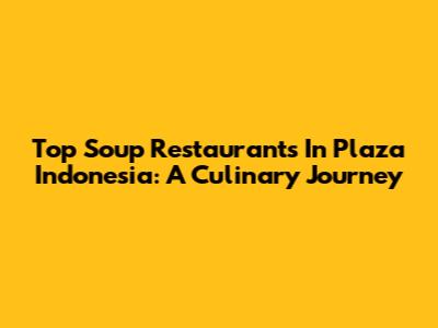 Top Soup Restaurants In Plaza Indonesia: A Culinary Journey