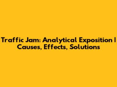 Traffic Jam: Analytical Exposition | Causes, Effects, Solutions