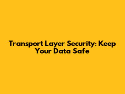 Transport Layer Security: Keep Your Data Safe