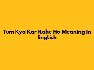 Tum Kya Kar Rahe Ho Meaning In English