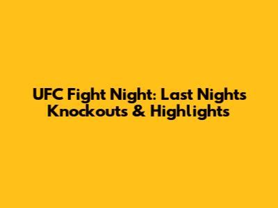UFC Fight Night: Last Night's Knockouts & Highlights
