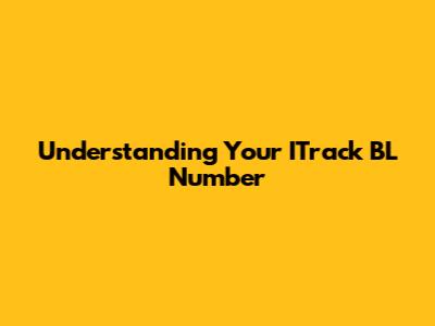 Understanding Your ITrack BL Number