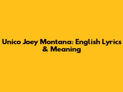 Unico Joey Montana: English Lyrics & Meaning