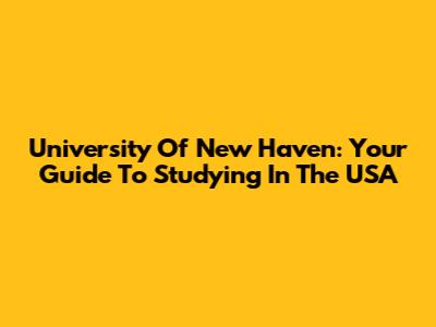 University Of New Haven: Your Guide To Studying In The USA