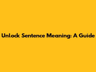 Unlock Sentence Meaning: A Guide