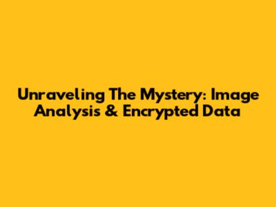 Unraveling The Mystery: Image Analysis & Encrypted Data