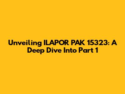 Unveiling ILAPOR PAK 15323: A Deep Dive Into Part 1