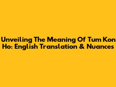 Unveiling The Meaning Of 'Tum Kon Ho': English Translation & Nuances