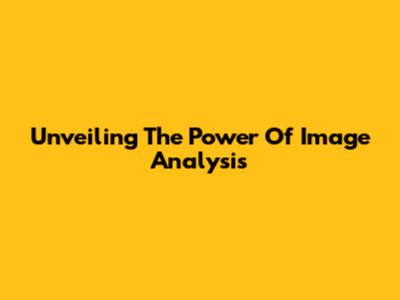 Unveiling The Power Of Image Analysis