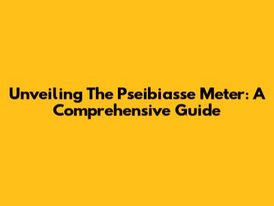 Unveiling The Pseibiasse Meter: A Comprehensive Guide
