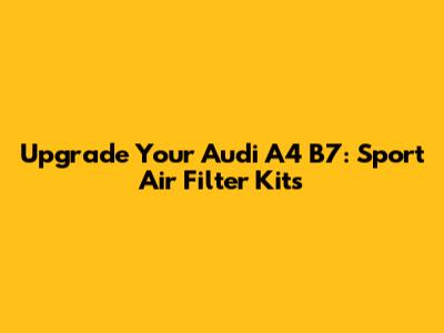 Upgrade Your Audi A4 B7: Sport Air Filter Kits