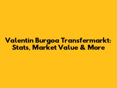 Valentin Burgoa Transfermarkt: Stats, Market Value & More