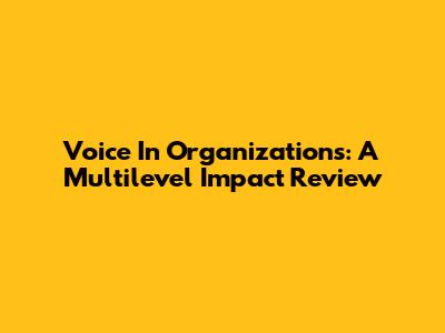 Voice In Organizations: A Multilevel Impact Review