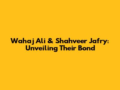 Wahaj Ali & Shahveer Jafry: Unveiling Their Bond