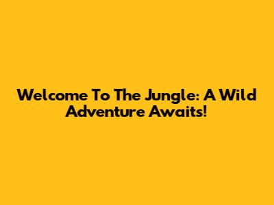 Welcome To The Jungle: A Wild Adventure Awaits!
