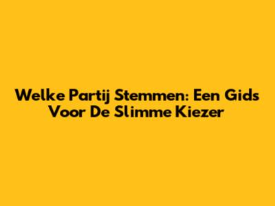 Welke Partij Stemmen: Een Gids Voor De Slimme Kiezer