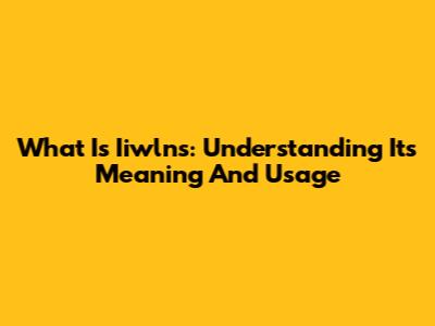 What Is Iiwlns: Understanding Its Meaning And Usage