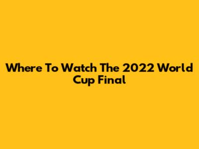 Where To Watch The 2022 World Cup Final