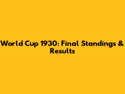World Cup 1930: Final Standings & Results