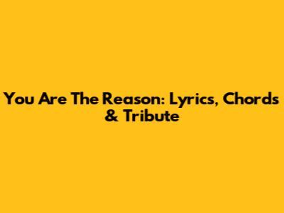 You Are The Reason: Lyrics, Chords & Tribute
