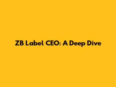 ZB Label CEO: A Deep Dive