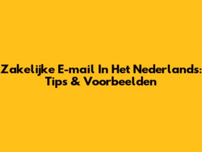 Zakelijke E-mail In Het Nederlands: Tips & Voorbeelden