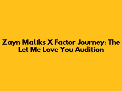Zayn Malik's X Factor Journey: The "Let Me Love You" Audition