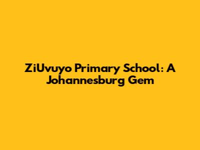 ZiUvuyo Primary School: A Johannesburg Gem