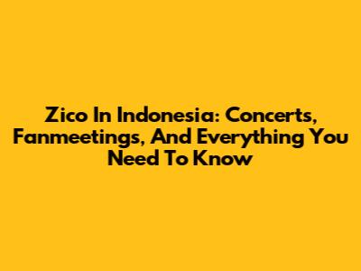 Zico In Indonesia: Concerts, Fanmeetings, And Everything You Need To Know